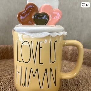 Rae Dunn Yellow Mug with Heart Accents